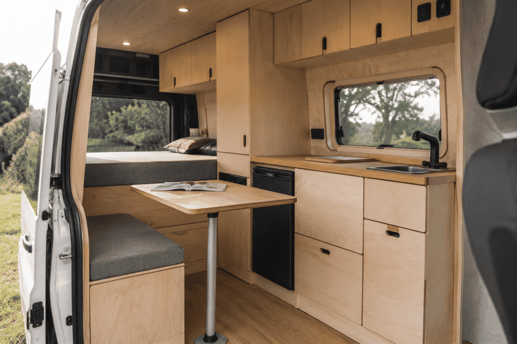 Falcata Plywood E1 pada Campervan