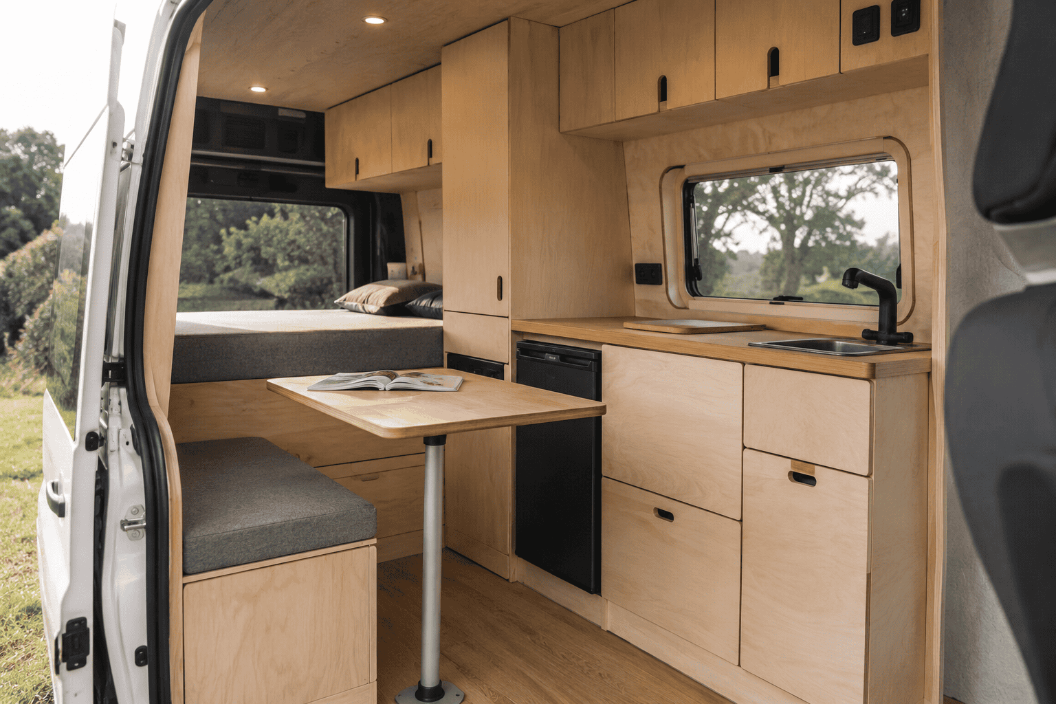 Falcata Plywood E1 pada Campervan